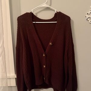 SHEIN Deep Brown Knit Cardigan